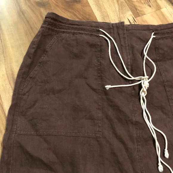 Eagles Eye 100% linen Y2K Boho 12 skirt slit brown - Picture 3 of 7